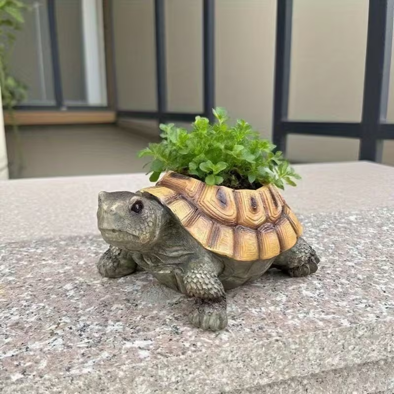 Vintage Turtle Resin Planter 🌿 | Creative Succulent Pot with Drainage Hole