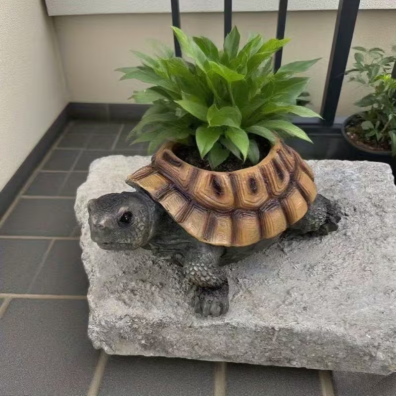 Vintage Turtle Resin Planter 🌿 | Creative Succulent Pot with Drainage Hole