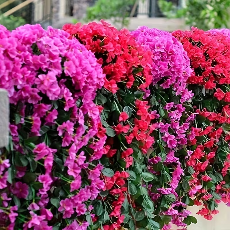 2-Pack Realistic Artificial Violet Hanging Flower Vines | Lifelike Trailing Garland for Wedding & Garden