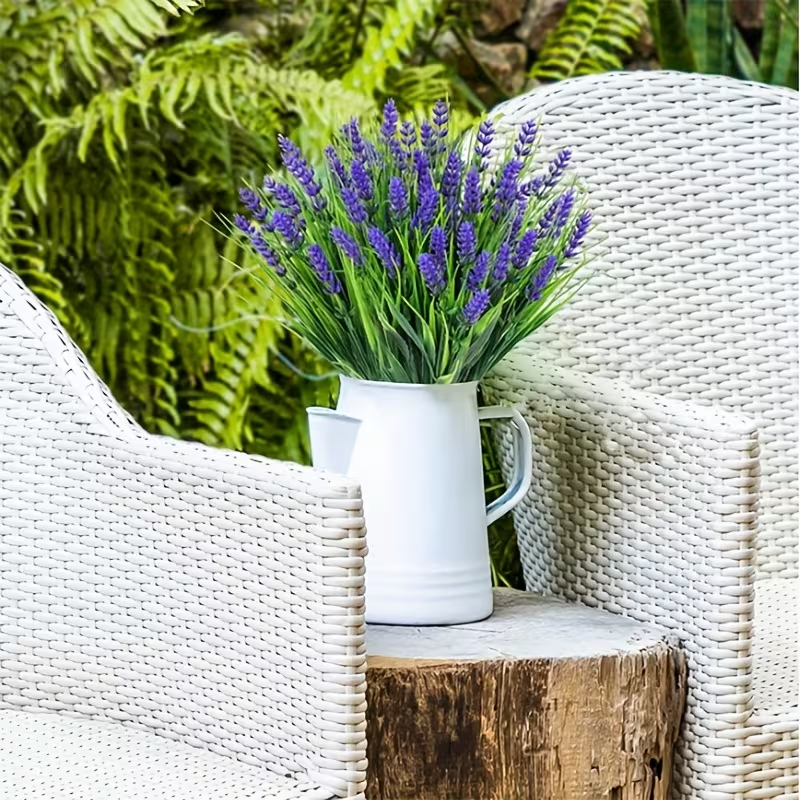 Artificial Lavender Bouquet (6 Stems) - Fade Resistant Greenery for Garden, Porch & Home