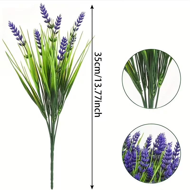 Artificial Lavender Bouquet (6 Stems) - Fade Resistant Greenery for Garden, Porch & Home