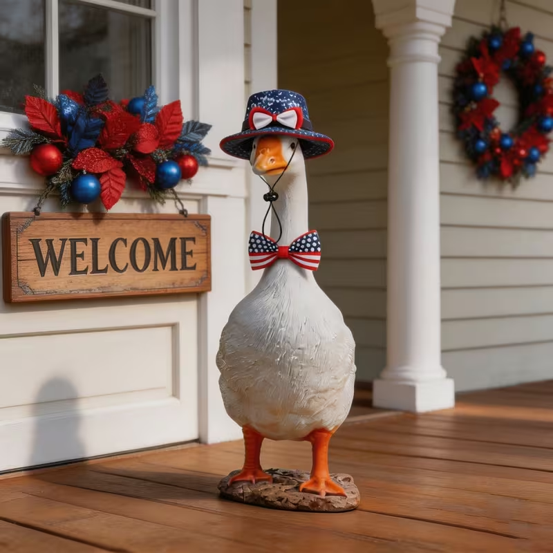 Last Day Up To 70% Off - 3PCS Stars & Stripes Tutu Skirt & Mini Hat Set | 4th of July Lawn Goose Outfit for 23 Inch Porch Goose Statue