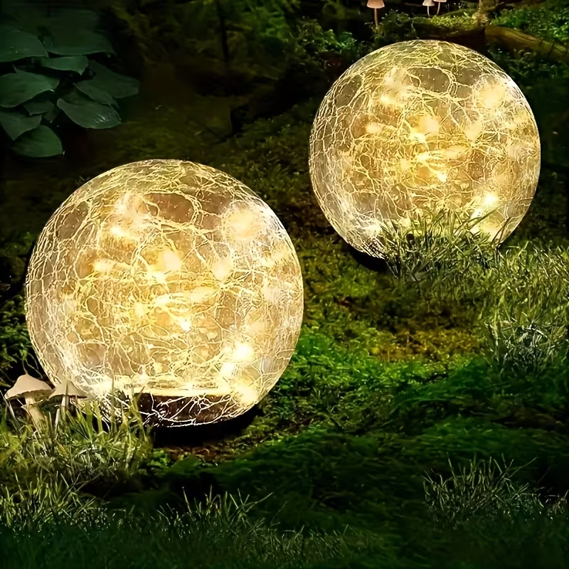 Last day up to 70% OFF - Cracked Glass Solar Garden Lights | LED Outdoor Pathway Lights for Yard Lawn Decor