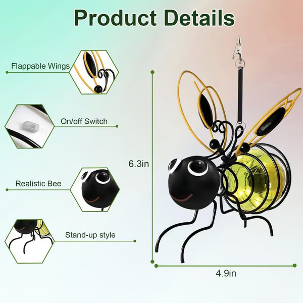 Last day up tp 70% OFF - 🐝Outdoor Hanging Solar Bee Light | Perfect Gift For Plant Lovers Moms Or Literally Anyone Who Smiles❤