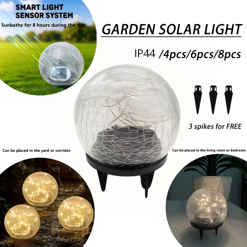 Last day up to 70% OFF - Cracked Glass Solar Garden Lights | LED Outdoor Pathway Lights for Yard Lawn Decor