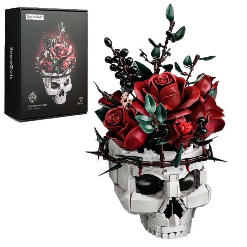 🌹50% OFF - Supreowls Black Rose Flower Bouquet Building Set, Black Rose Eternal Flower Botanical Collection Blocks Kit Compatible for Adults Women, Artificial Flowers Gothic Decor for Valentine's Day & Halloween & Christmas Gift