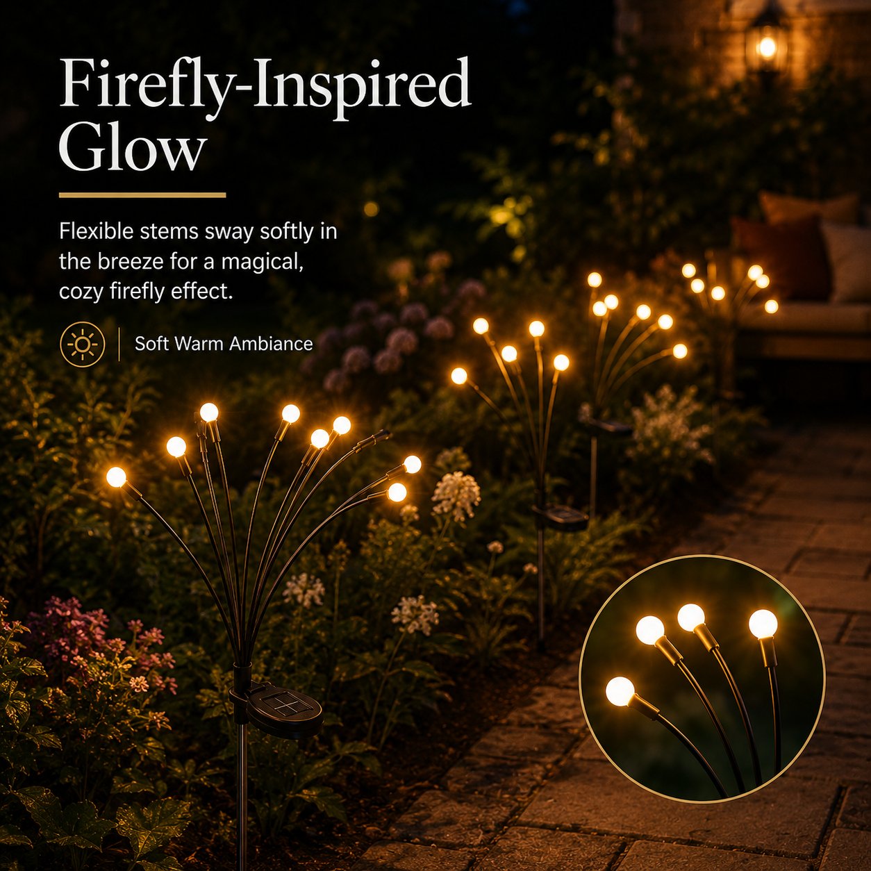 🎉🌈Last day 49% OFF - 🔥Outdoor Solar Firefly Lights, 4/8 Pack Waterproof Garden Stake Lights with Auto Dusk-to-Dawn Glow
