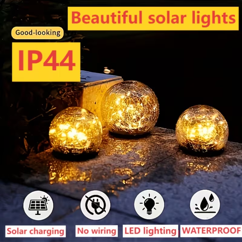 Last day up to 70% OFF - Cracked Glass Solar Garden Lights | LED Outdoor Pathway Lights for Yard Lawn Decor