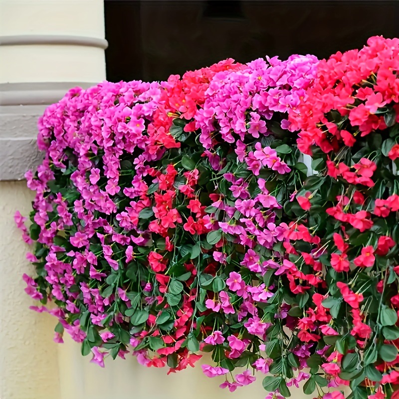 2-Pack Realistic Artificial Violet Hanging Flower Vines | Lifelike Trailing Garland for Wedding & Garden