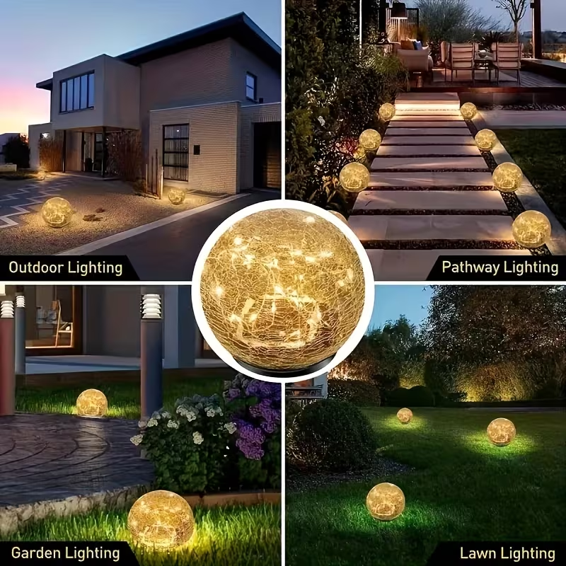 Last day up to 70% OFF - Cracked Glass Solar Garden Lights | LED Outdoor Pathway Lights for Yard Lawn Decor