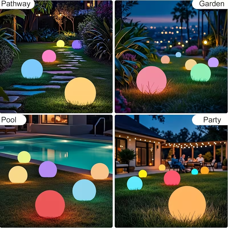 Last Day Up To 70% Off｜8'' RGB Solar Globe Lights, 16 Colors Changing Waterproof Garden Light with Remote