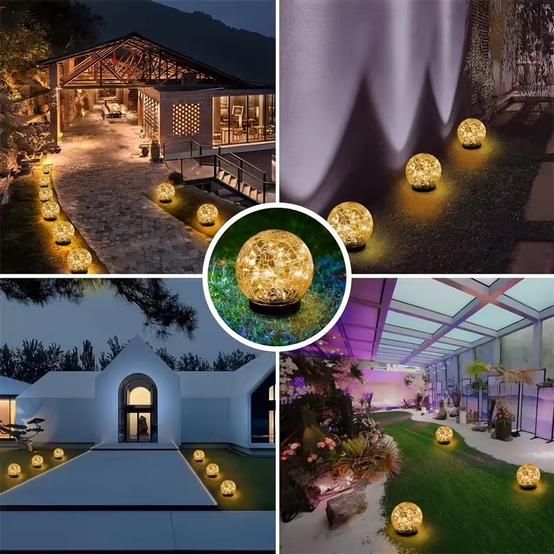 Last day up to 70% OFF - Cracked Glass Solar Garden Lights | LED Outdoor Pathway Lights for Yard Lawn Decor