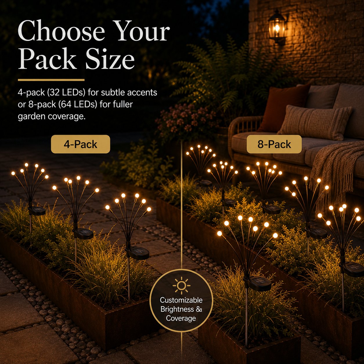 🎉🌈Last day 49% OFF - 🔥Outdoor Solar Firefly Lights, 4/8 Pack Waterproof Garden Stake Lights with Auto Dusk-to-Dawn Glow