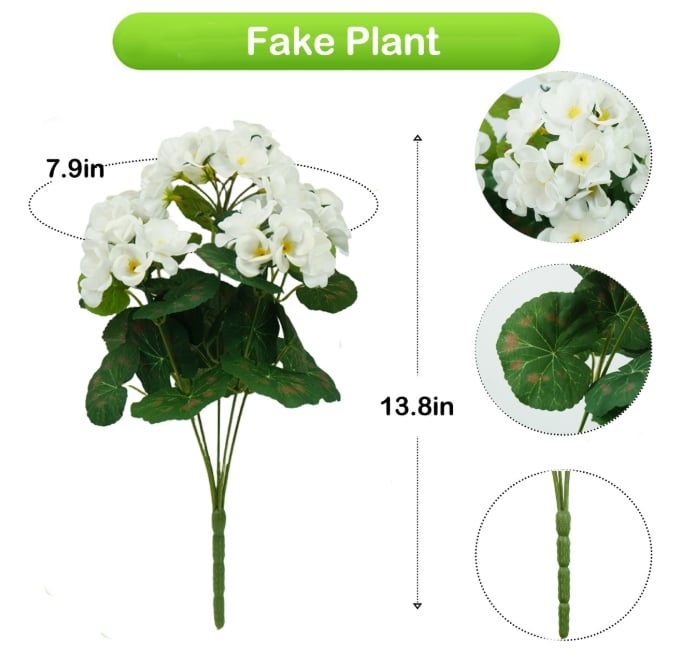 🌸 Lush, UV-Resistant Artificial Geraniums – Real Look, No Maintenance! 🌞🏡