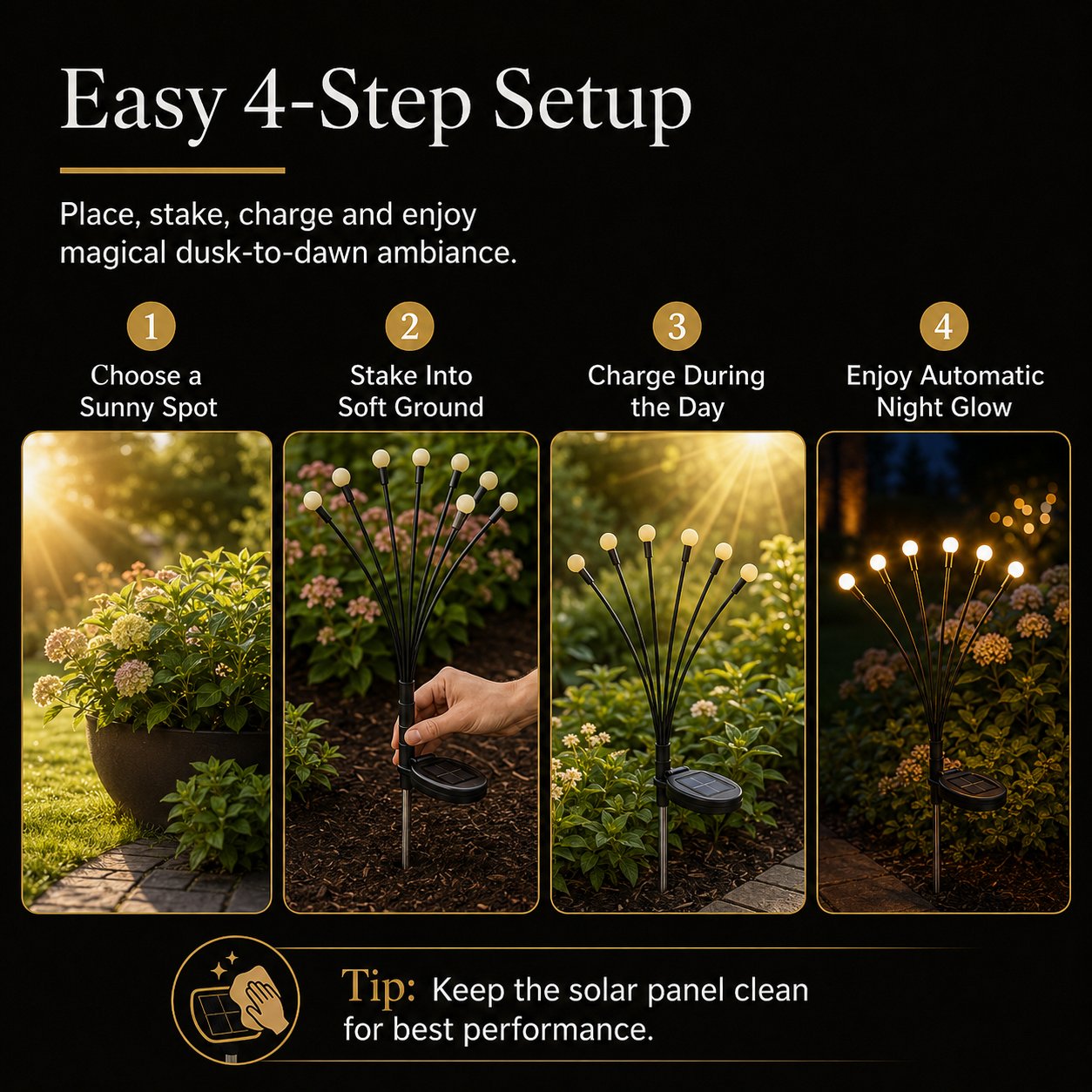 🎉🌈Last day 49% OFF - 🔥Outdoor Solar Firefly Lights, 4/8 Pack Waterproof Garden Stake Lights with Auto Dusk-to-Dawn Glow