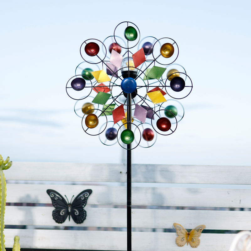Solar-Powered LED Colorful Nordic Retro-Style Wind Spinner
