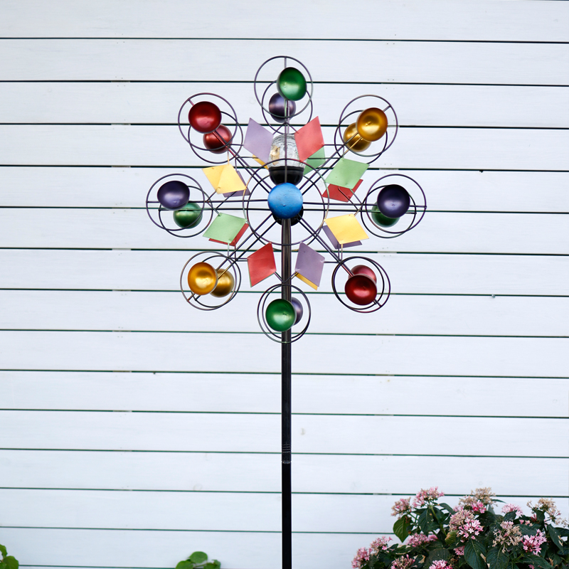 Solar-Powered LED Colorful Nordic Retro-Style Wind Spinner