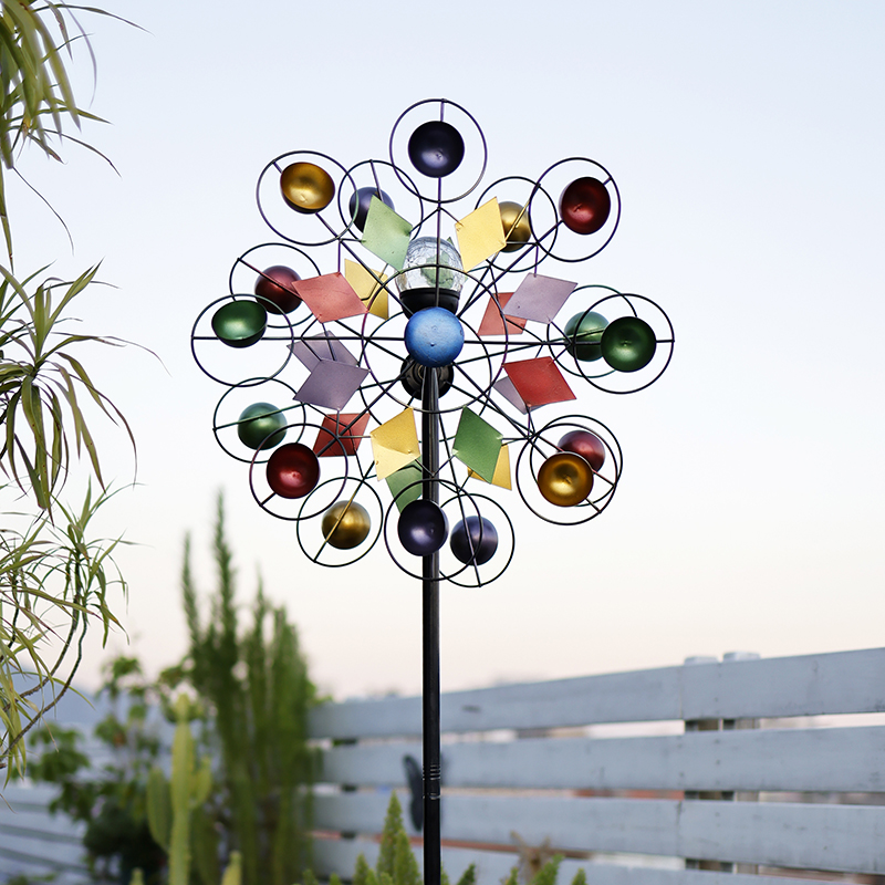 Solar-Powered LED Colorful Nordic Retro-Style Wind Spinner