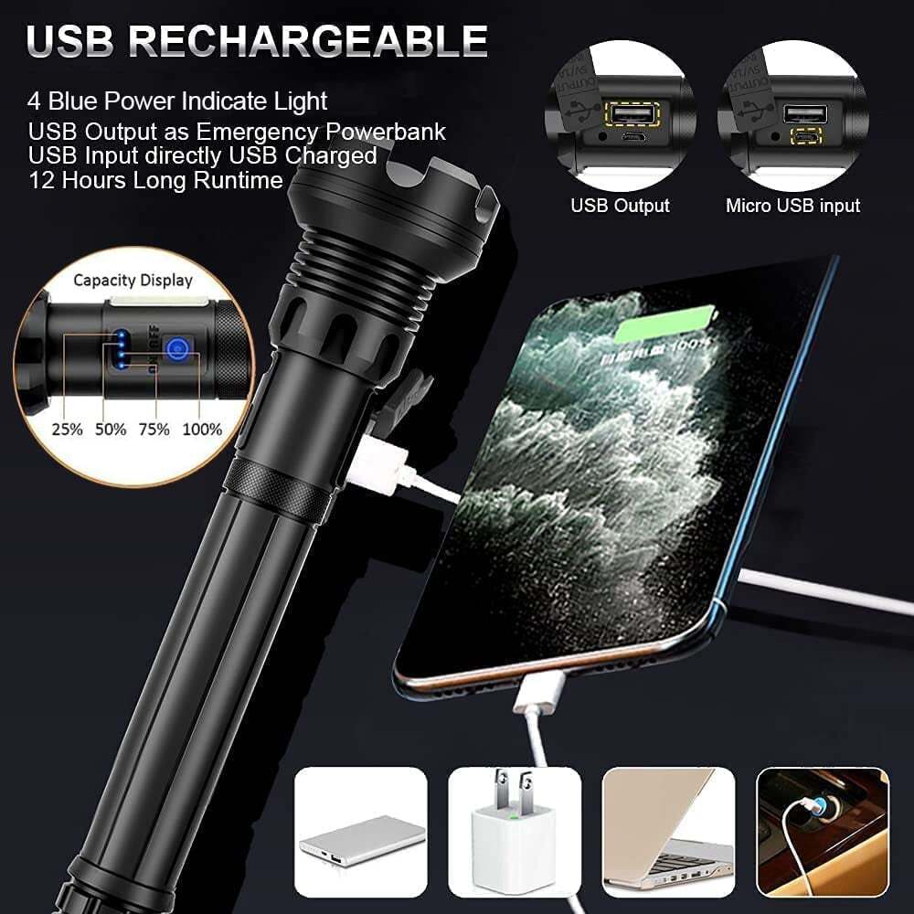 🔦LED Rechargeable Adjustable Super Bright Flashlight 90000 High Lumens