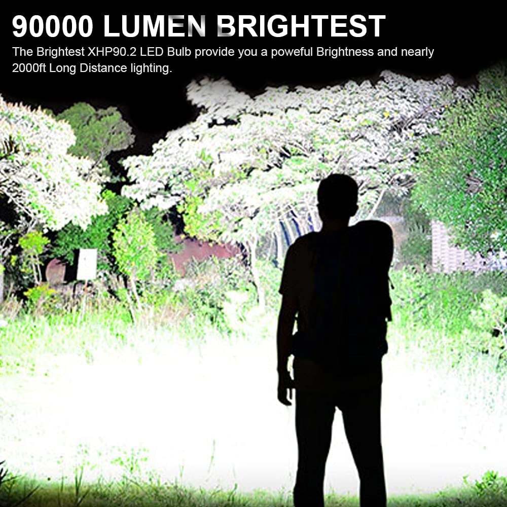 🔦LED Rechargeable Adjustable Super Bright Flashlight 90000 High Lumens