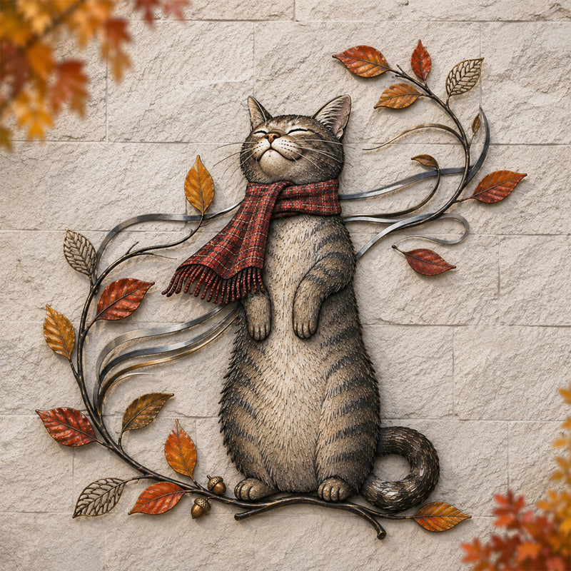 🔥 Last Day 70% OFF 🍁 Autumn Cat Metal Wall Decor🐱