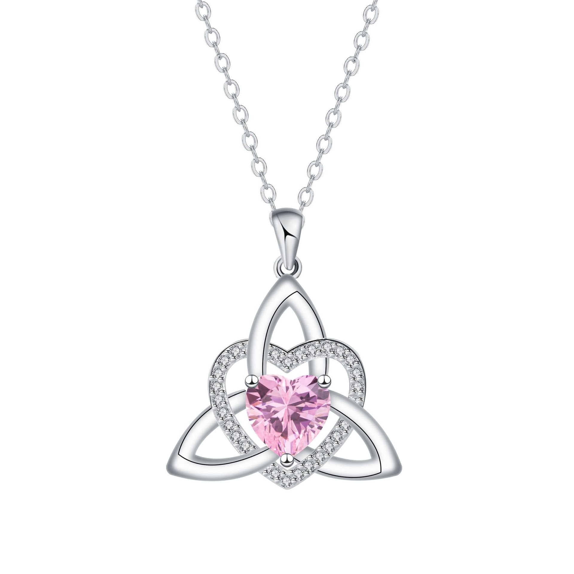 🔥 Last Day 70% OFF🔥Birthstone Celtic Trinity Knot Heart Necklace✨ Heart Shape Celtic Trinity Knot Birthstone Pendant