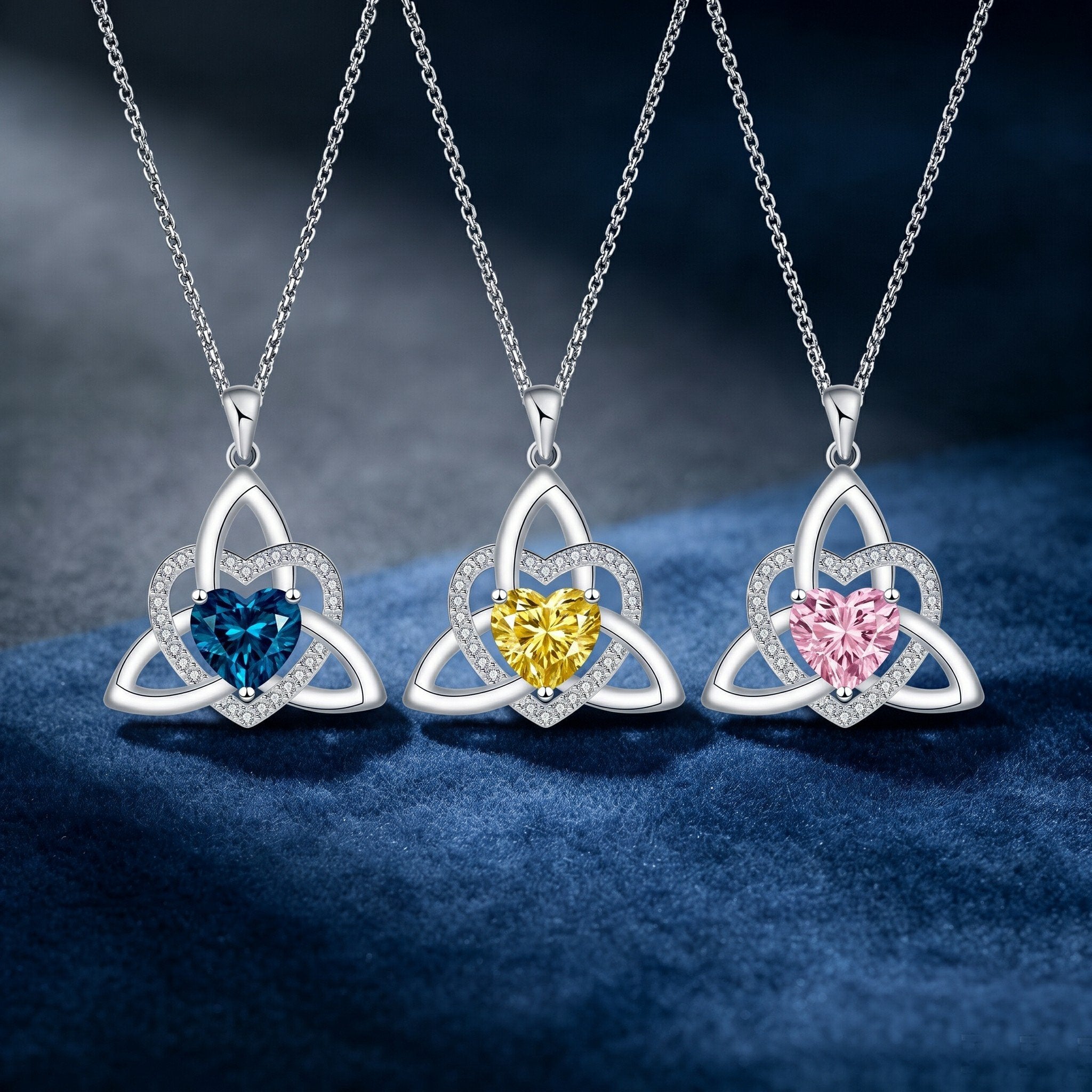 🔥 Last Day 70% OFF🔥Birthstone Celtic Trinity Knot Heart Necklace✨ Heart Shape Celtic Trinity Knot Birthstone Pendant