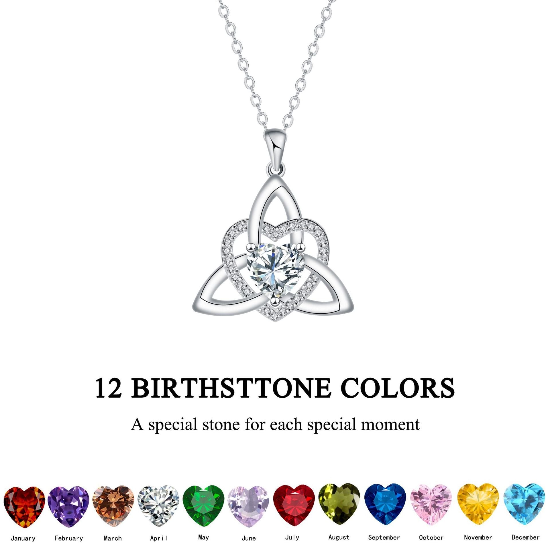 🔥 Last Day 70% OFF🔥Birthstone Celtic Trinity Knot Heart Necklace✨ Heart Shape Celtic Trinity Knot Birthstone Pendant