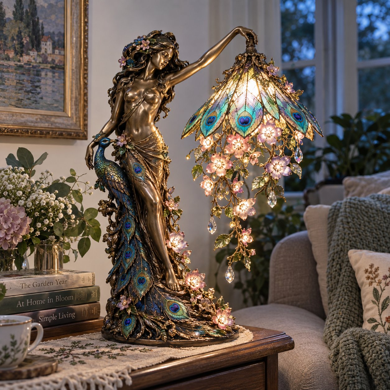 ✨Last Day 70% OFF✨🦚 Peacock Goddess Table Lamp