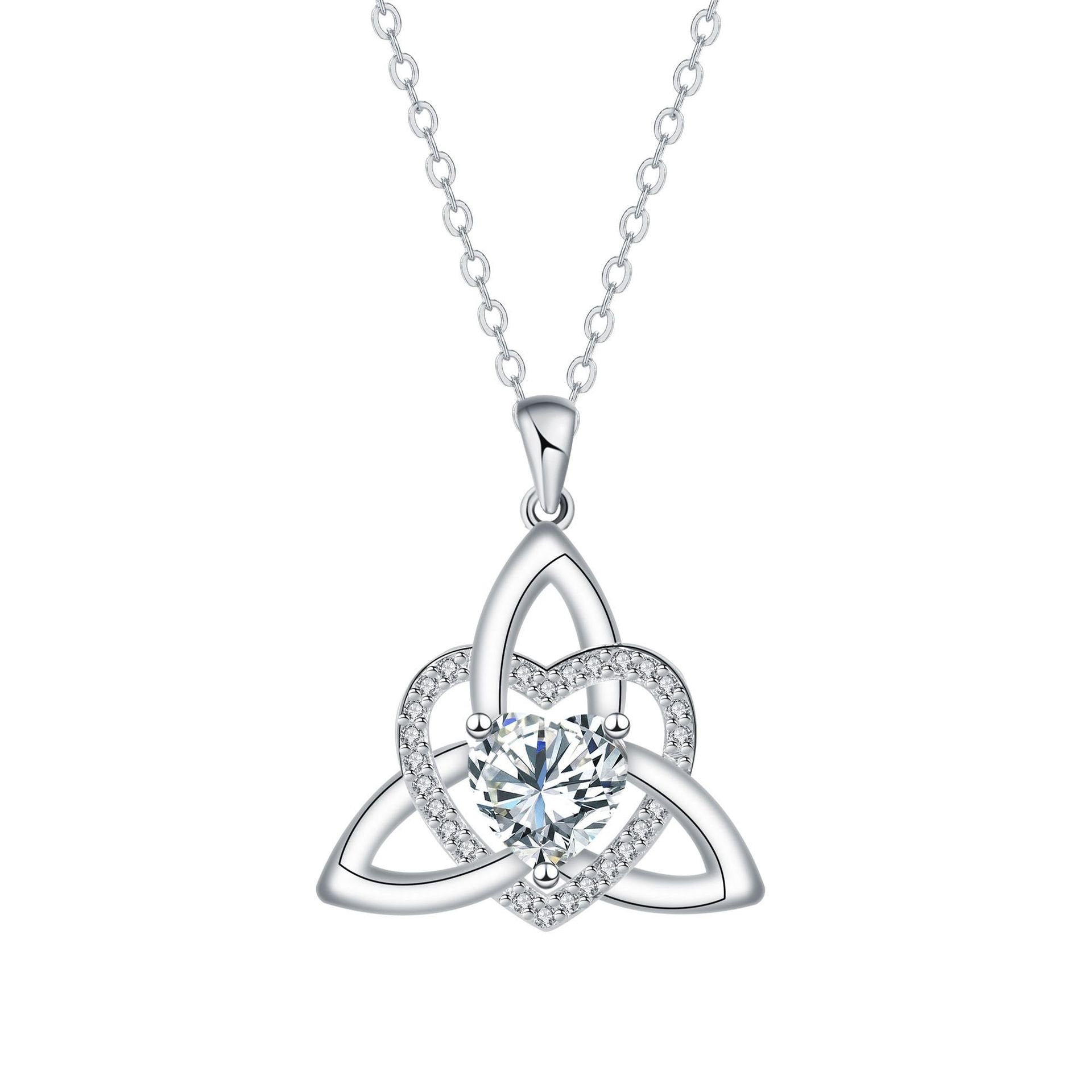 🔥 Last Day 70% OFF🔥Birthstone Celtic Trinity Knot Heart Necklace✨ Heart Shape Celtic Trinity Knot Birthstone Pendant