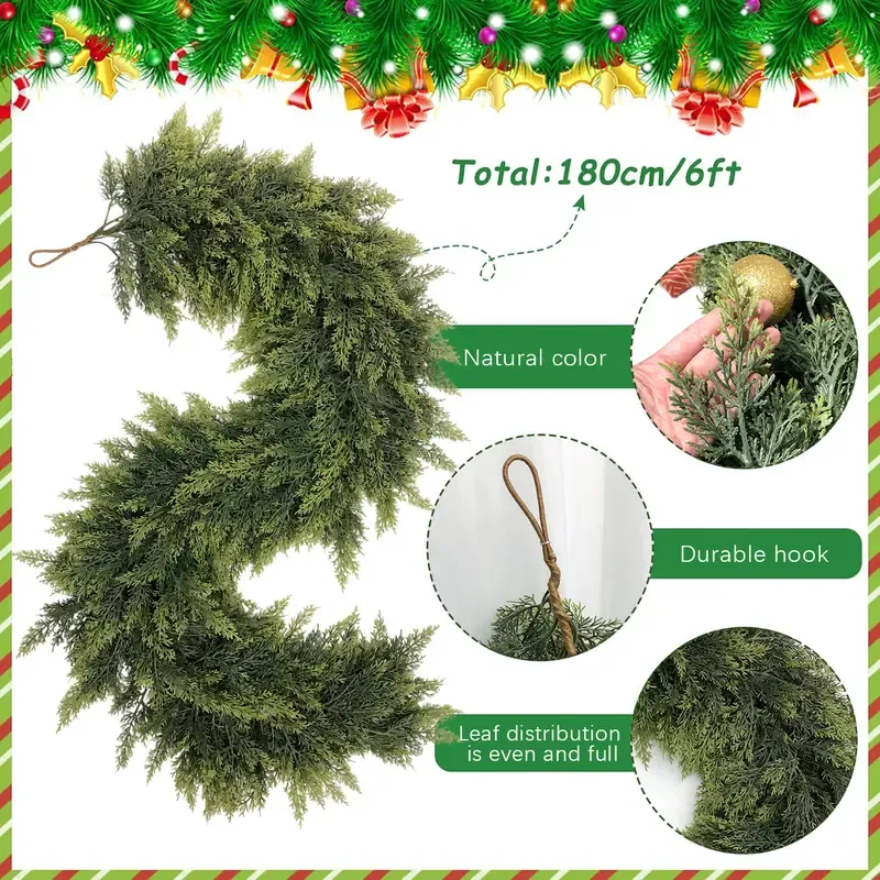 6 FT 2 Pcs Artificial Cedar Garlands