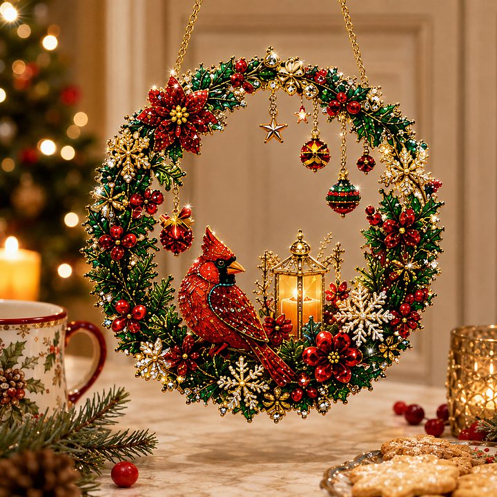 🔥 Last Day 70% OFF  🎅 DIY Christmas Pearl Art Diamond Painting Acrylic Wreath Pendant