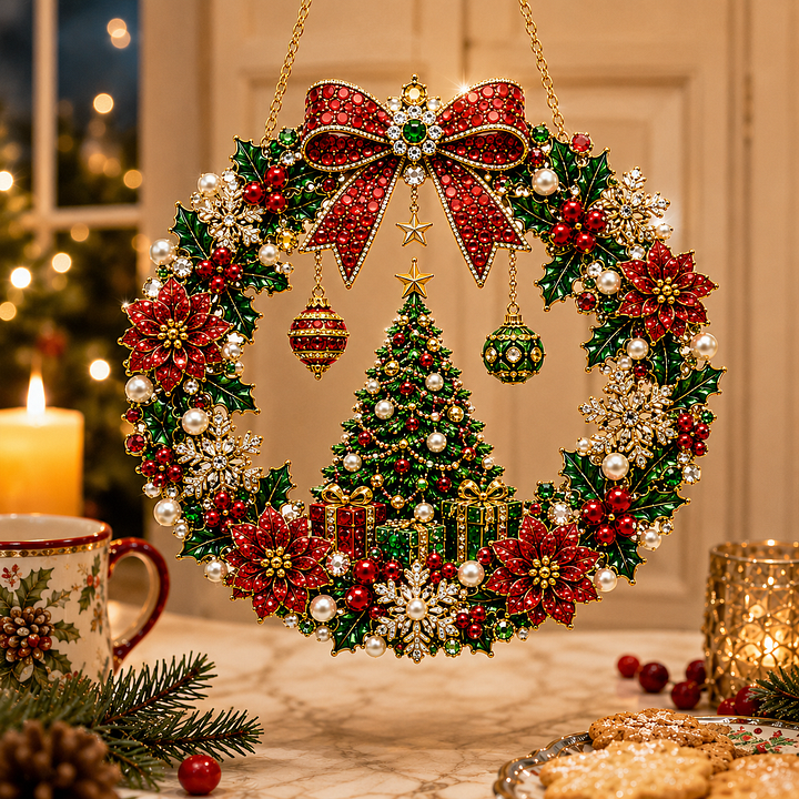 🔥 Last Day 70% OFF  🎅 DIY Christmas Pearl Art Diamond Painting Acrylic Wreath Pendant