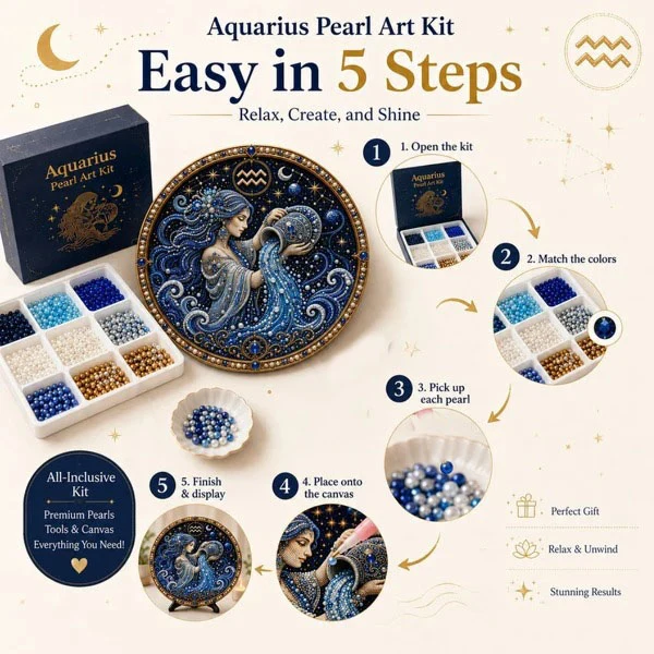 🔥 Last Day 49% OFF - 💎 12 Zodiac Signs Pearl Art Kit ♈💫 Bring Every Zodiac Sign to Life with Pearls