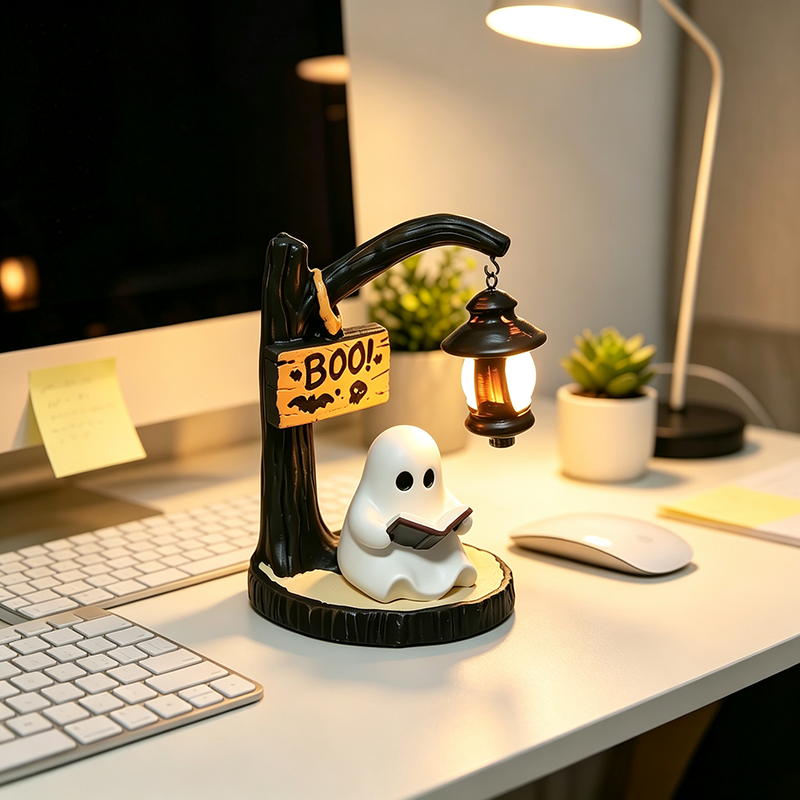 Witch and ghost tabletop lamp