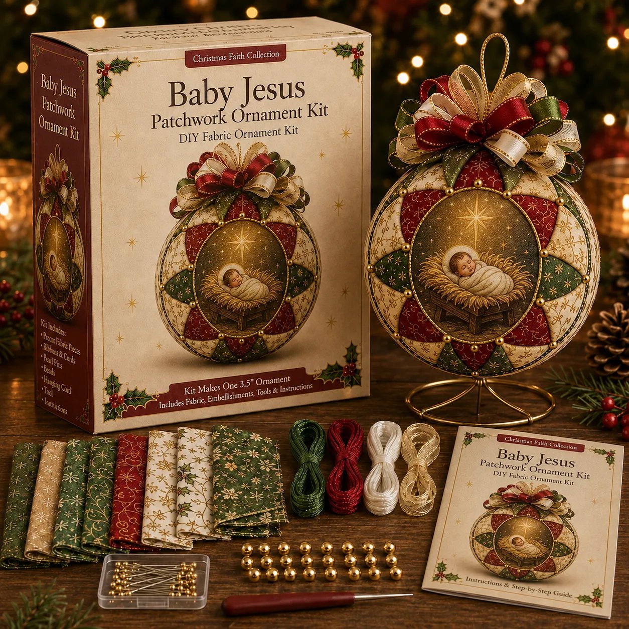 🔥LAST DAY 49% OFF⛪ Christmas Nativity Patchwork Ornament DIY Kit