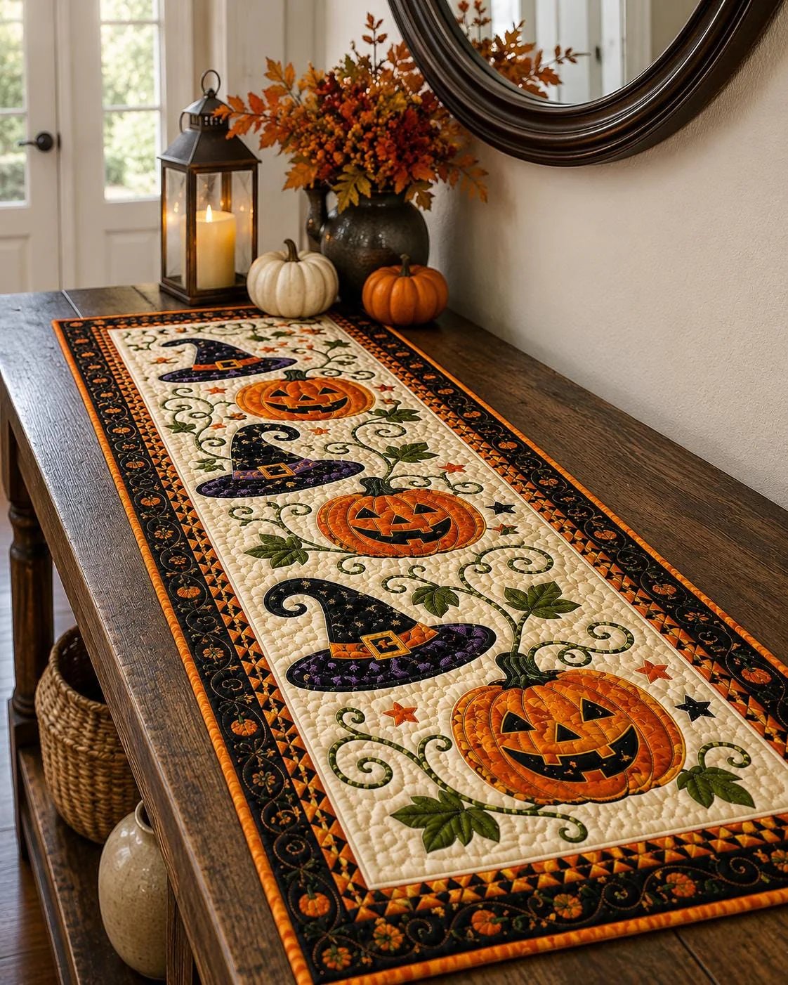 🔥LAST DAY 52% OFF🎃Halloween Quilted Table Runner–Cozy Fall Decor in Seconds