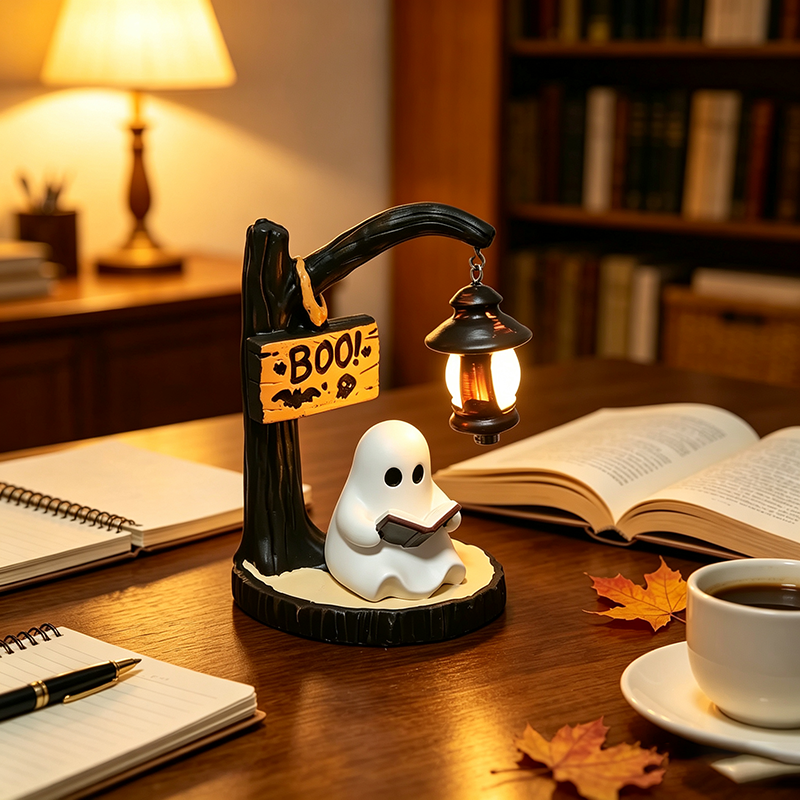 Witch and ghost tabletop lamp