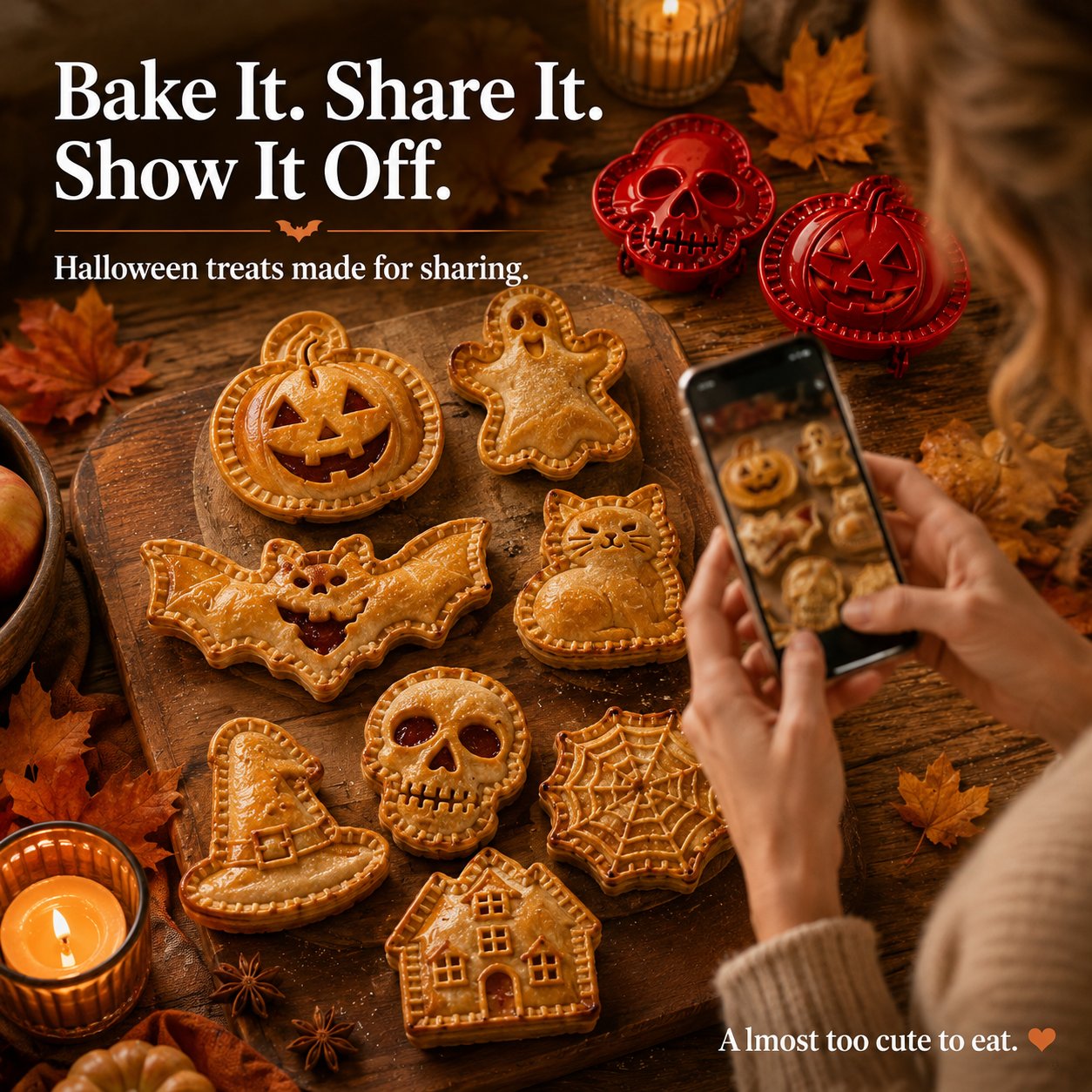 🔥LAST DAY 52% OFF🎃 Halloween Mini Pie Mold Set–8 Spooky Designs for Easy Festive Baking