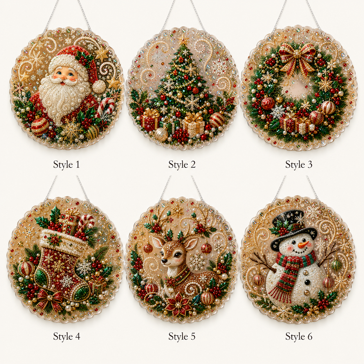 🔥LAST DAY 52% OFF🎄Christmas Pearl Diamond Art Hanging Ornament Kit DIY Handmade Holiday Hanging Decor 🎅💎