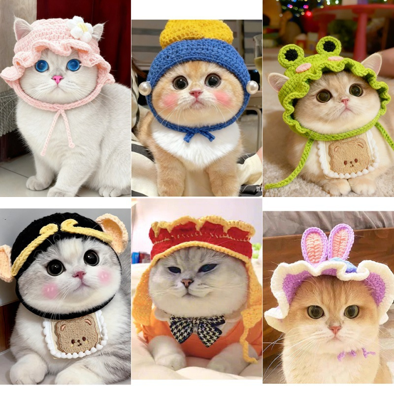 Hand-crocheted pet hats - Cute knitted hats for cats and dogs