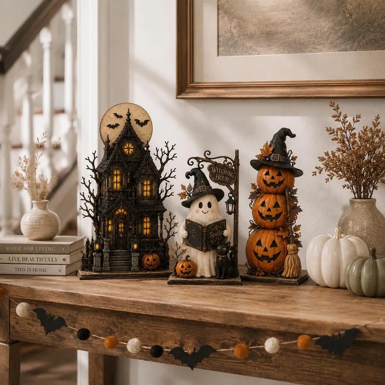 🔥Last Day 49% OFF - 🧙🖤Lighted Halloween Haunted House & Character Figurine Collection