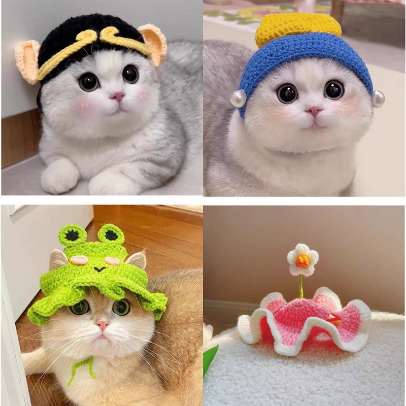 Hand-crocheted pet hats - Cute knitted hats for cats and dogs