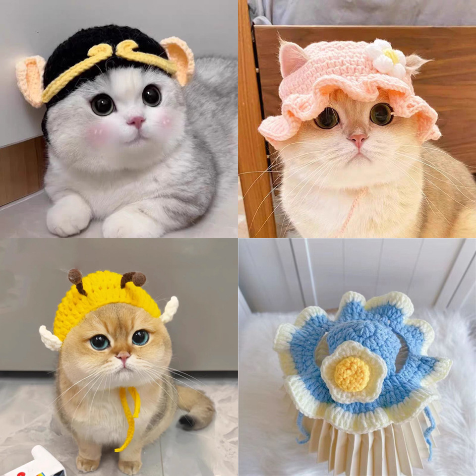 Hand-crocheted pet hats - Cute knitted hats for cats and dogs