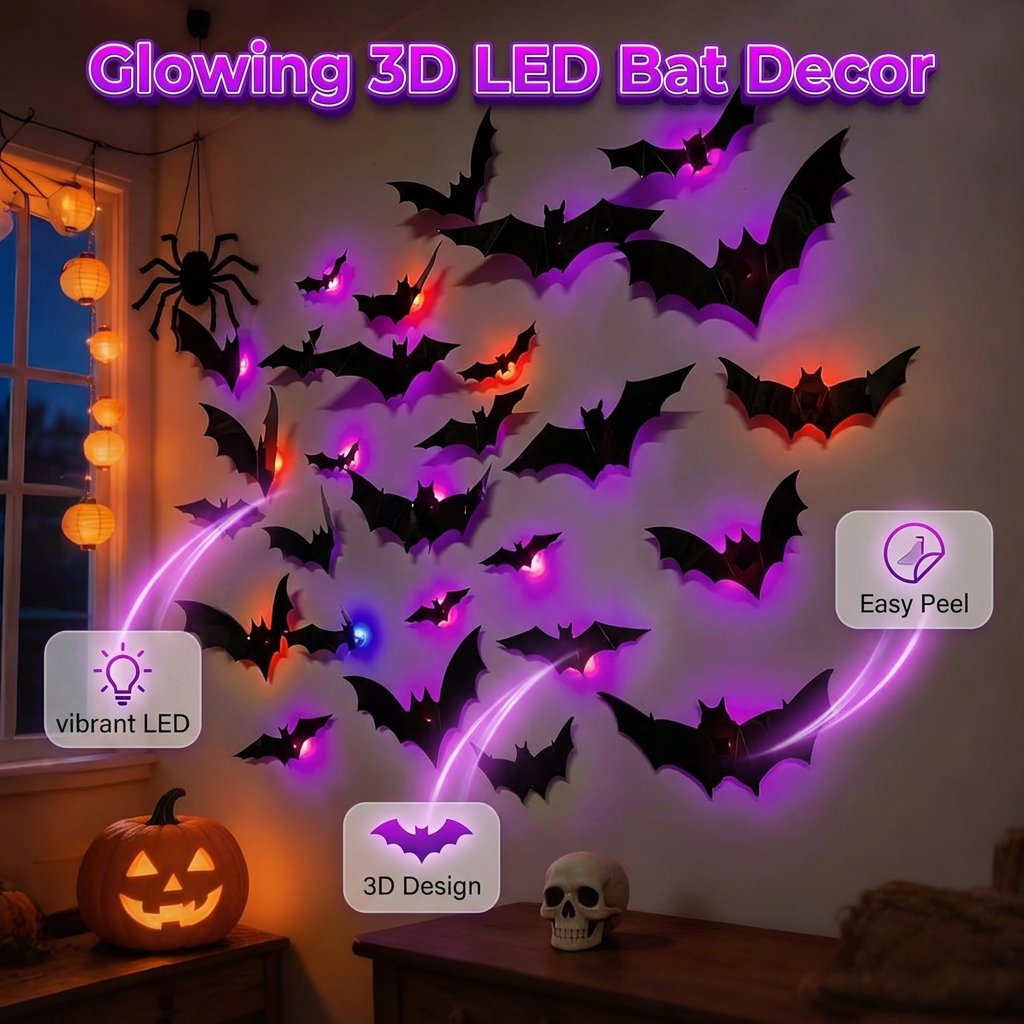 🔥LAST DAY 49% OFF✨Halloween LED Bat Night Light Wall Decor🦇