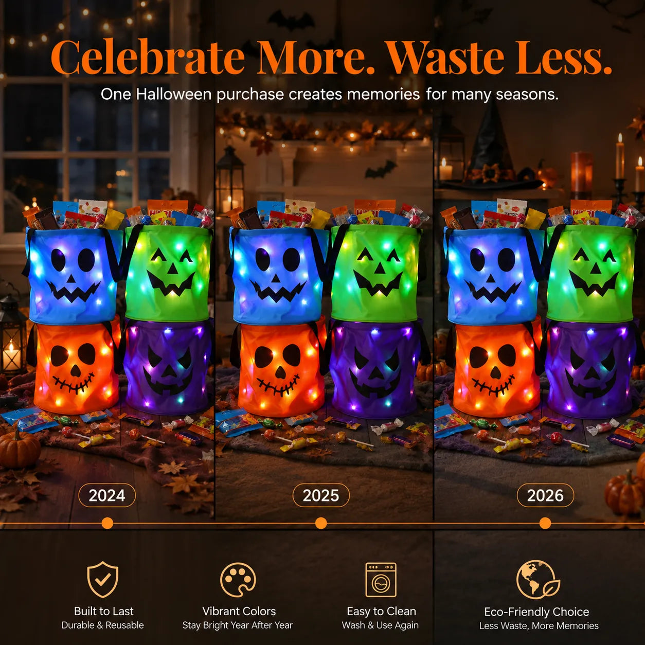 🔥LAST DAY 52% OFF🎃Reusable LED Halloween Treat Bags🎃