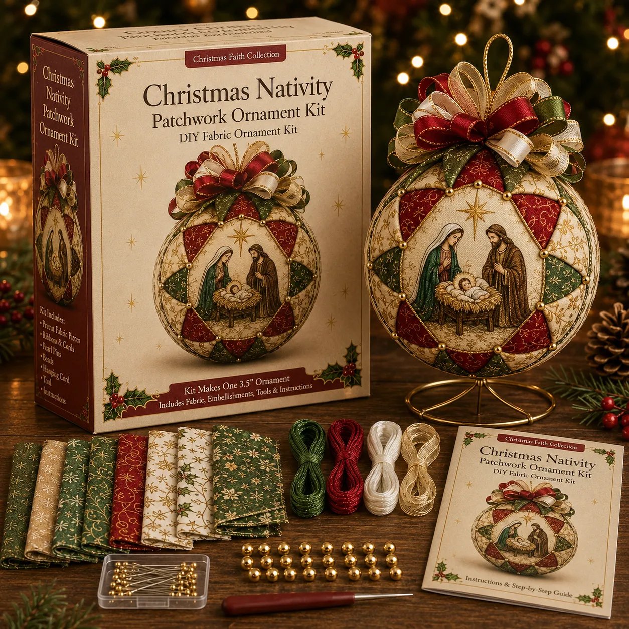 🔥LAST DAY 49% OFF⛪ Christmas Nativity Patchwork Ornament DIY Kit