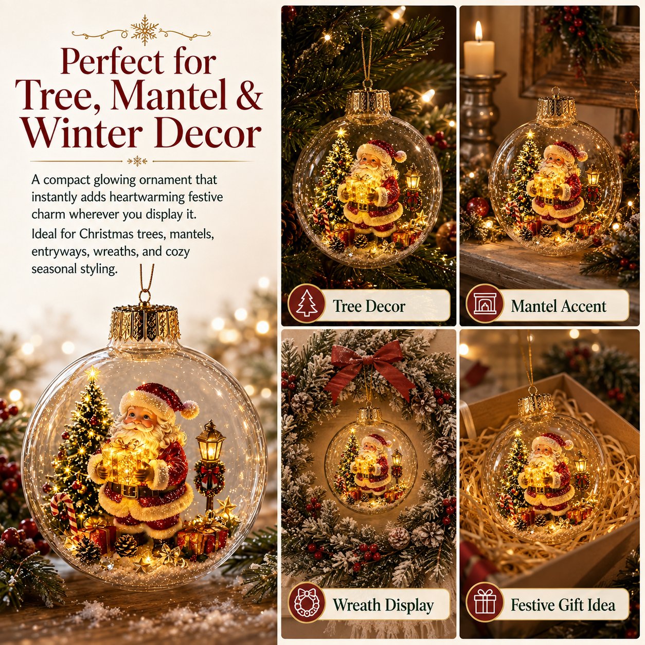 🔥LAST DAY 52% OFF🎄Glowing Christmas Diorama Ornament – A Tiny Winter World in the Palm of Your Hand👼