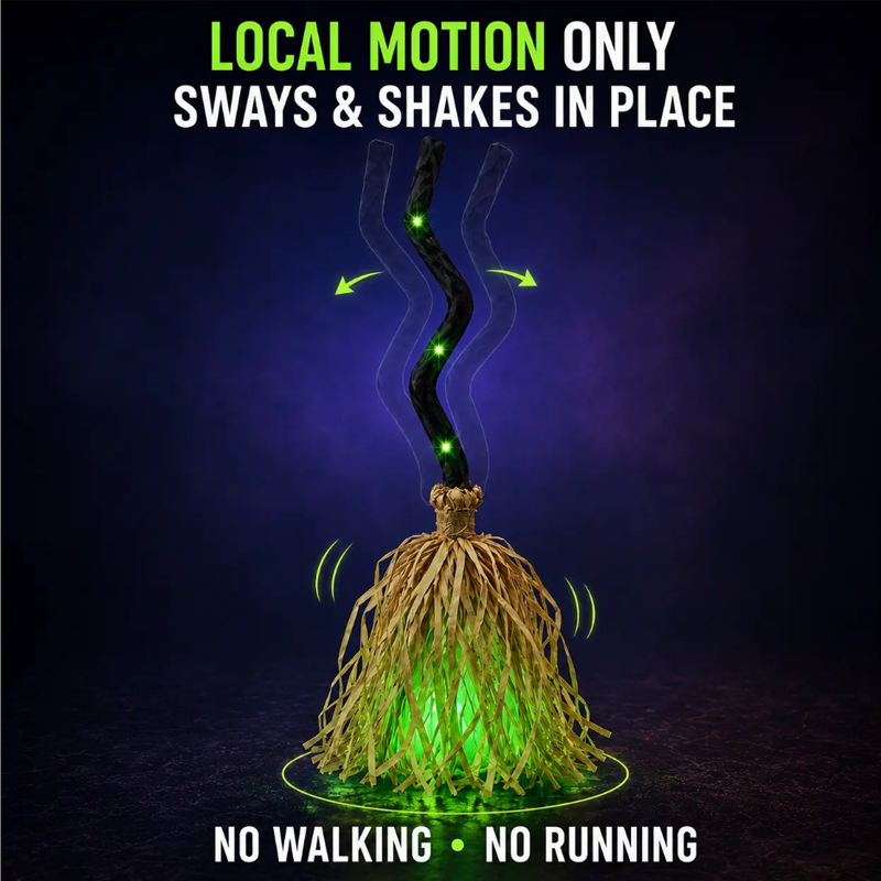 🔥LAST DAY 52% OFF🧹Animated Witch Broom Halloween Decoration with Lights and Sound🧙
