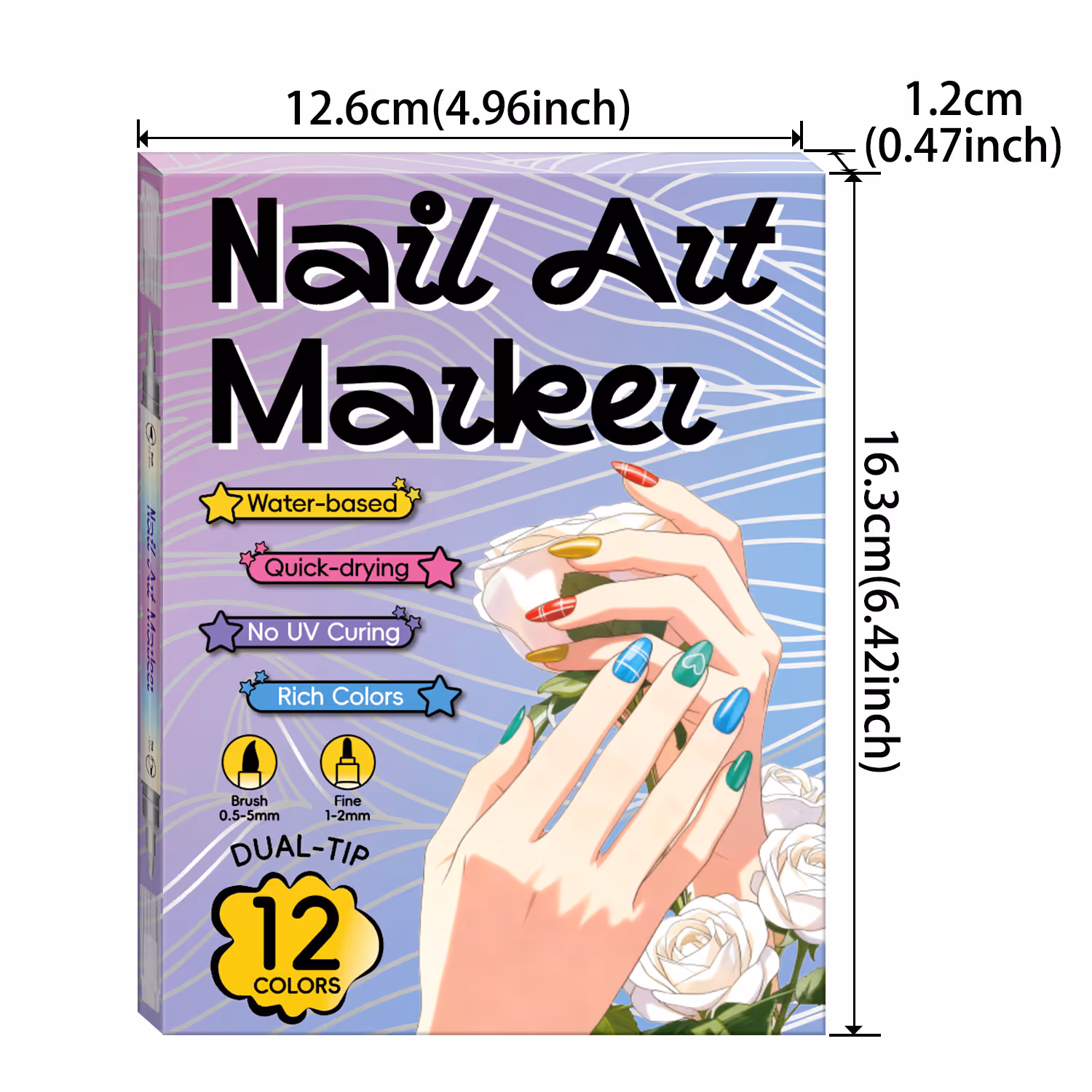 💜12/24 Colors Nail Art Pens – DIY 3D Markers for Drawing, Dotting & Manicure🔥